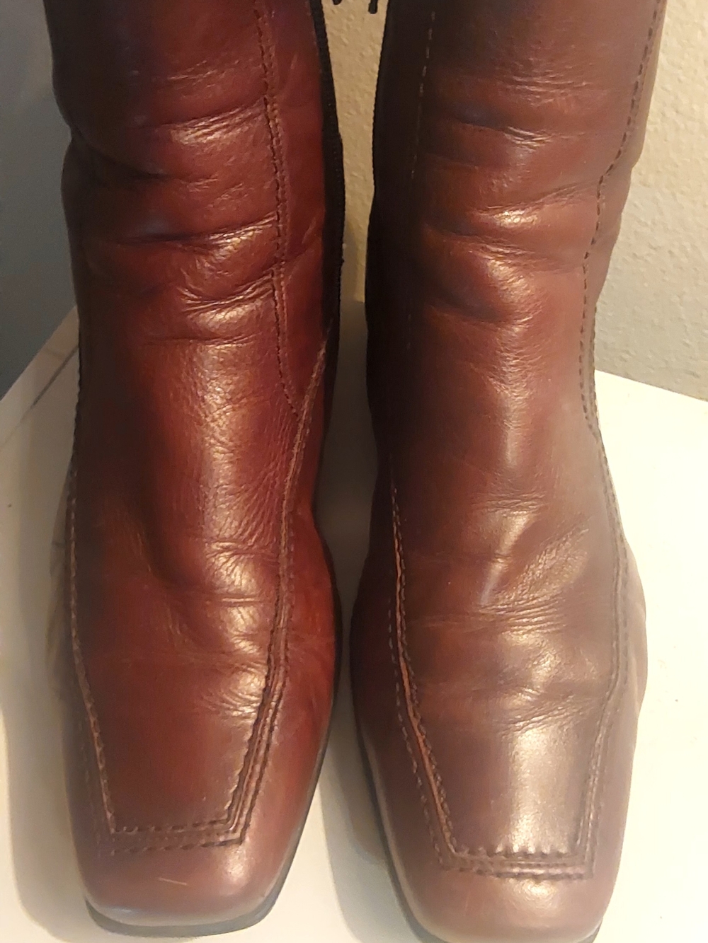 Gabor Men's Vintage  Brown Square-Toe Leather Boots